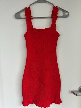 Gianni Bini Red Smocked Mini Dress - Size S